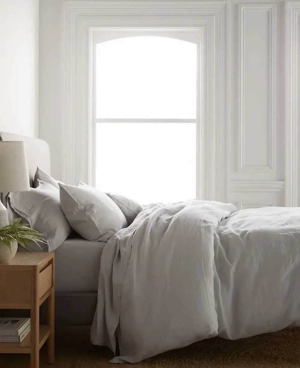 NEW Quince European 100% Linen Duvet Cover KING/ CAL KING Light Grey $184